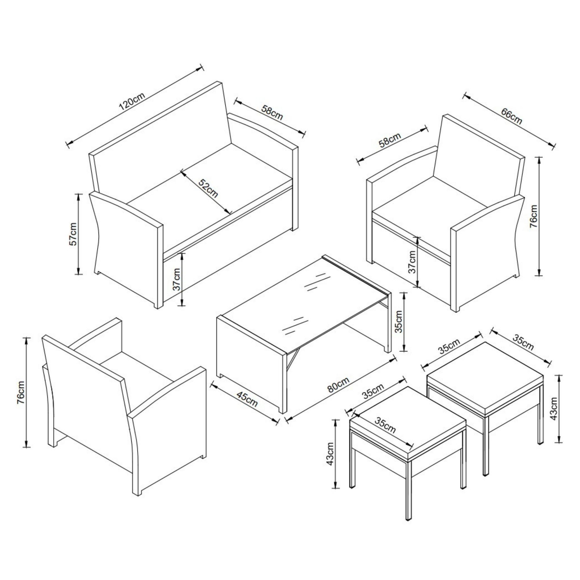 Juego de living Terraza Dubai Beige 6 Personas-2