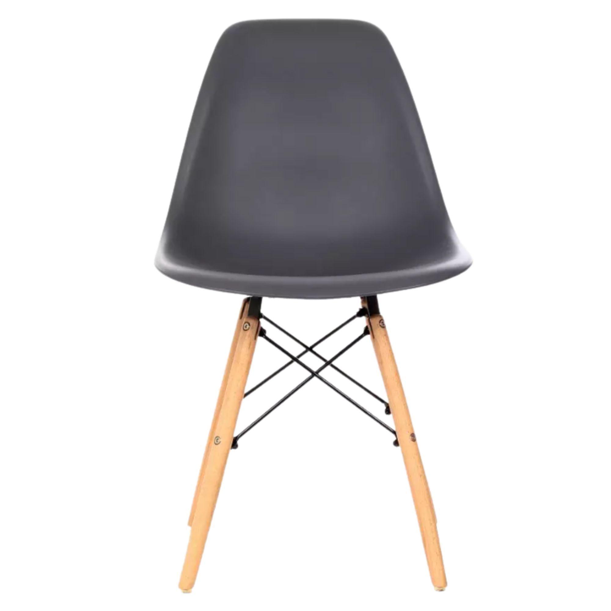 Juego De Comedor eames Redondo 4 sillas Blanco y Gris Oscuro 80 cm-6