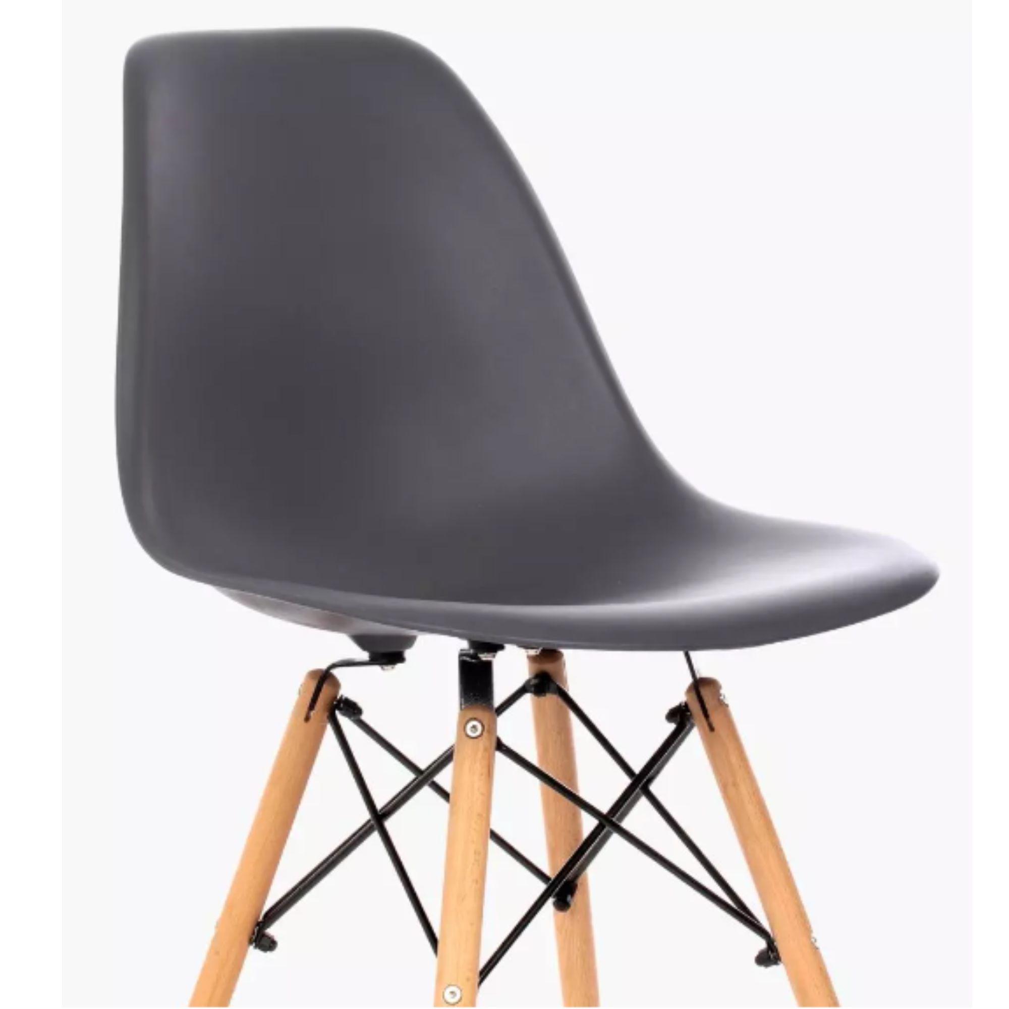 Juego De Comedor eames Redondo 4 sillas Blanco y Gris Oscuro 80 cm-5