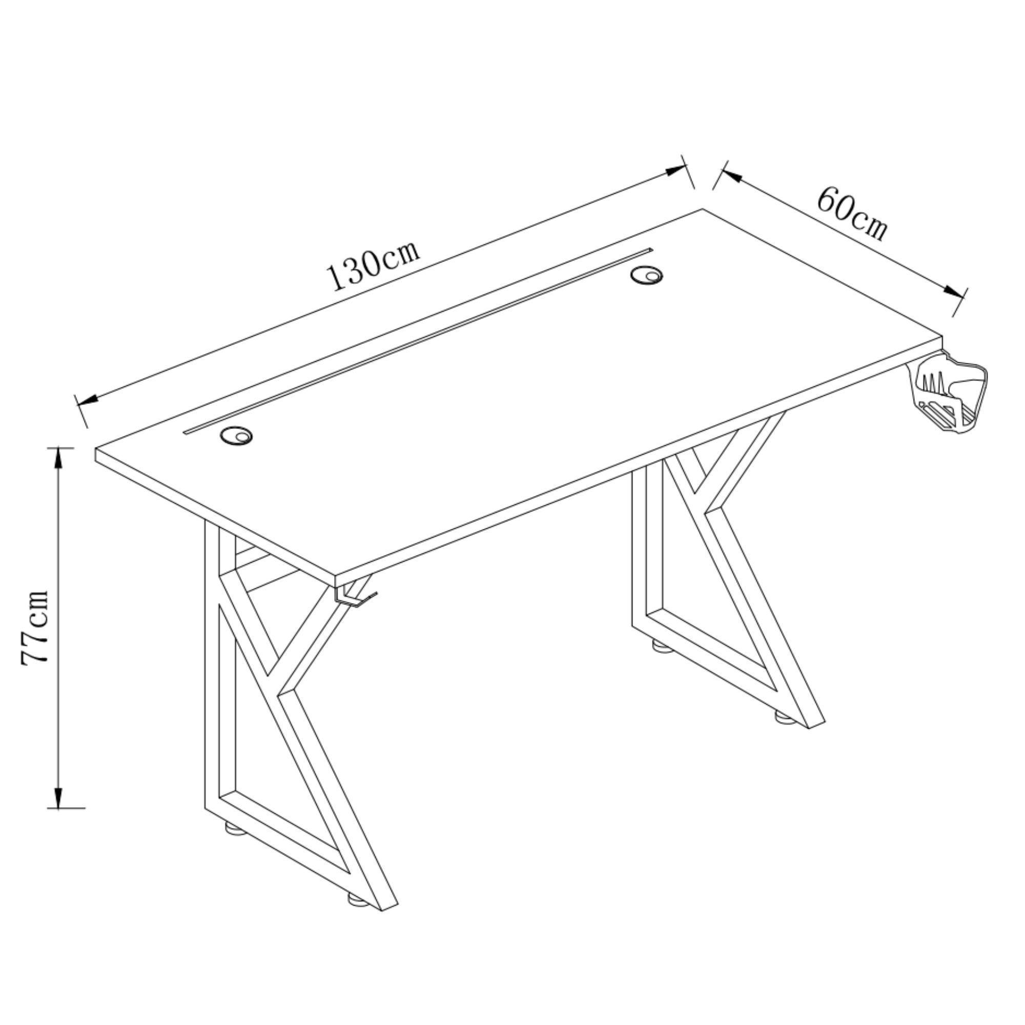 Escritorio Gamer K ROSA LUZ LED 130 CM  patas de fierro-2