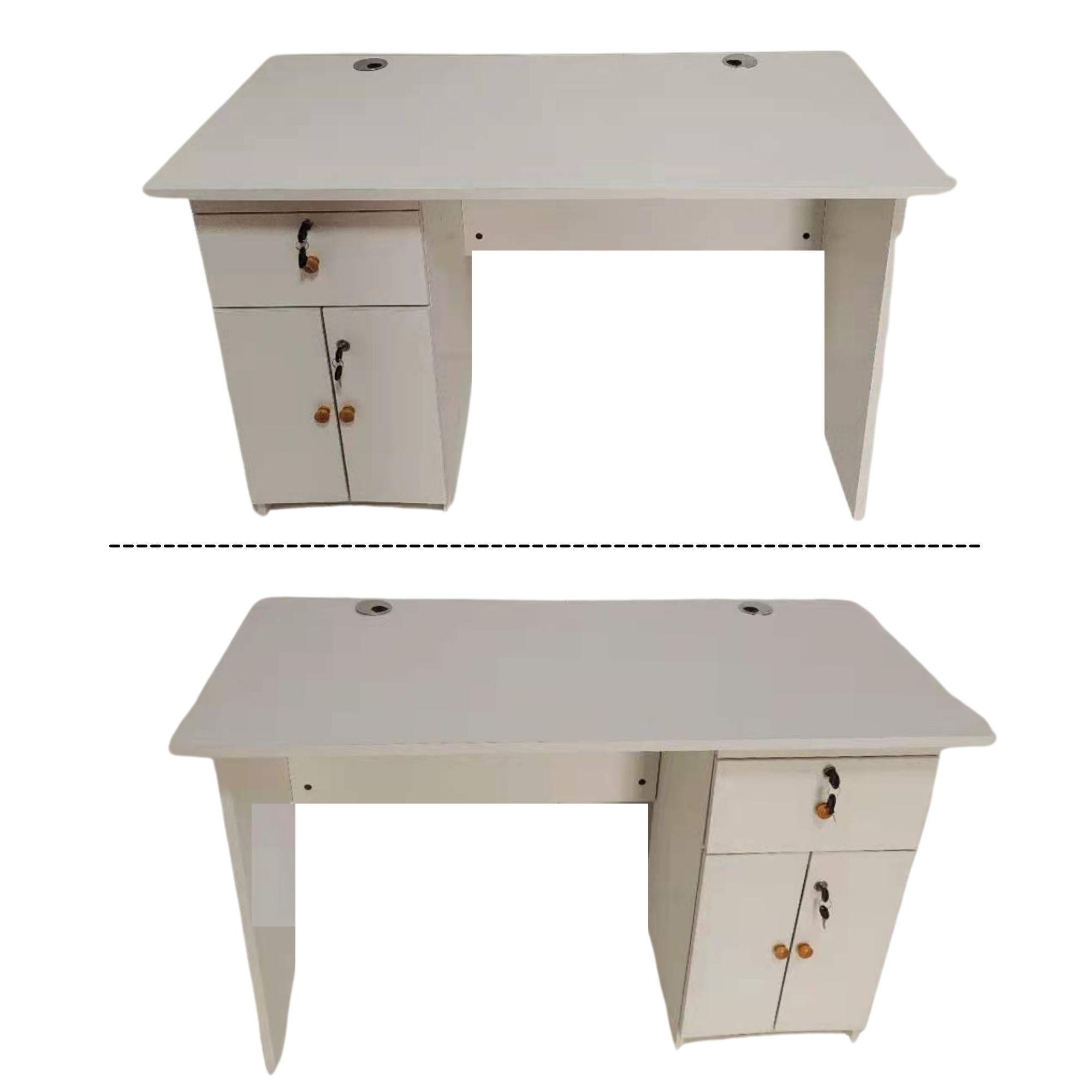 Escritorio Ejecutivo 120x55x77 cm blanco con cajones bajo llave-5