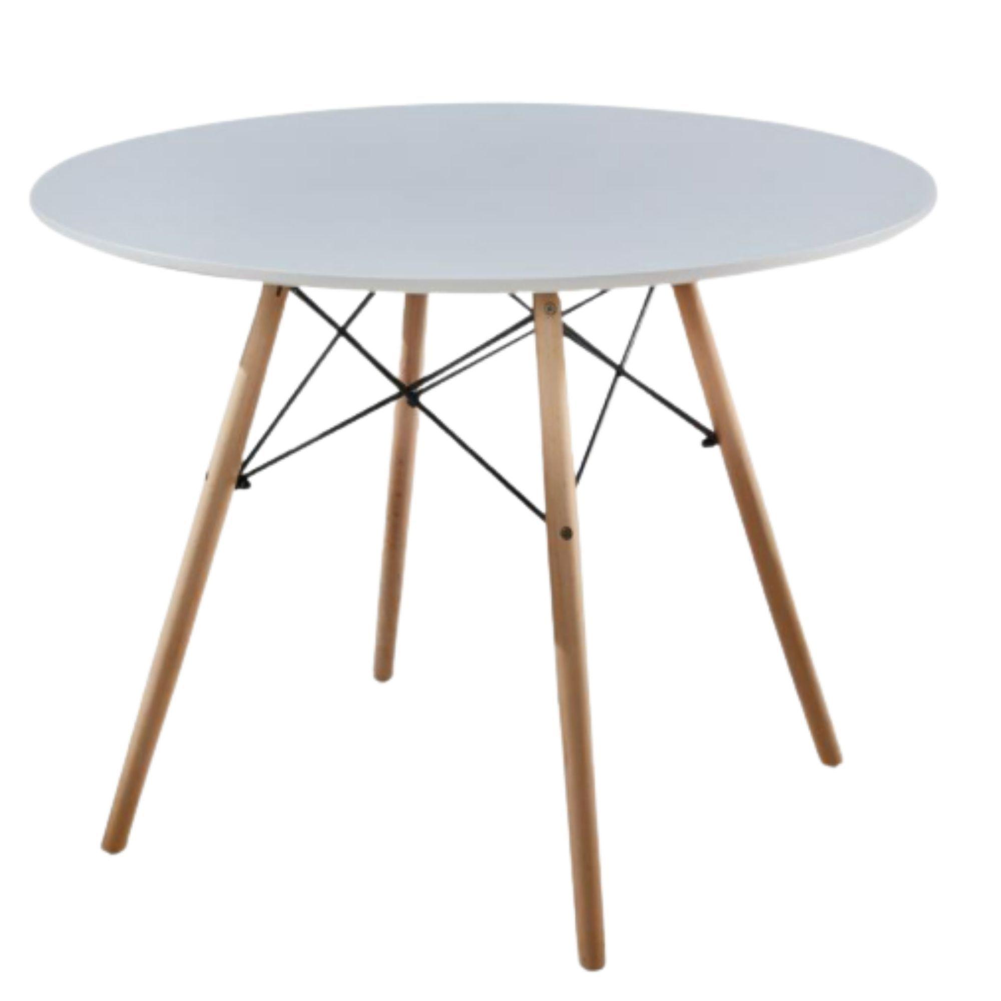 Juego De Comedor eames Redondo 4 sillas Blanco-Negro 80 cm-1