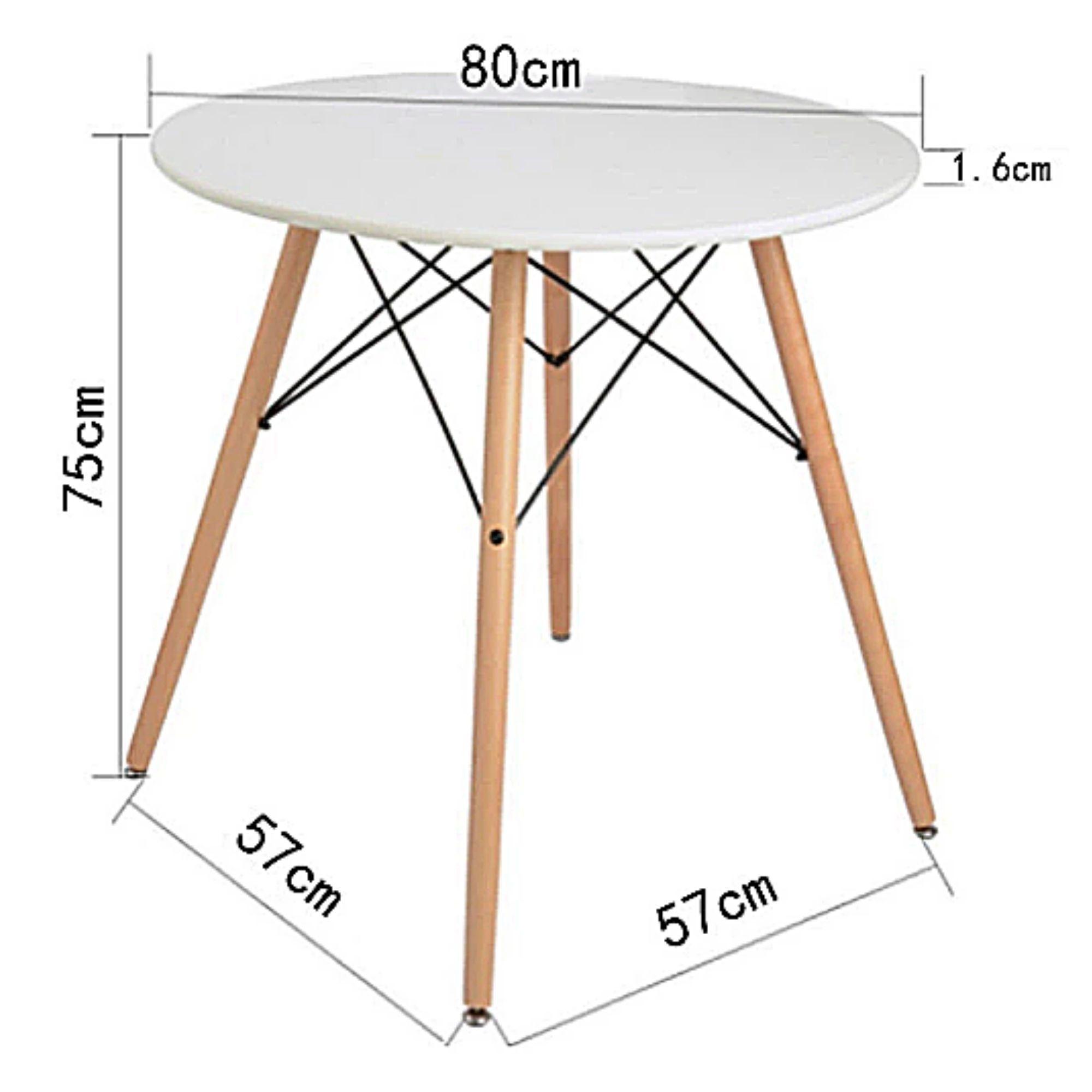 Juego De Comedor eames Redondo 4 sillas Blanco-Negro 80 cm-6