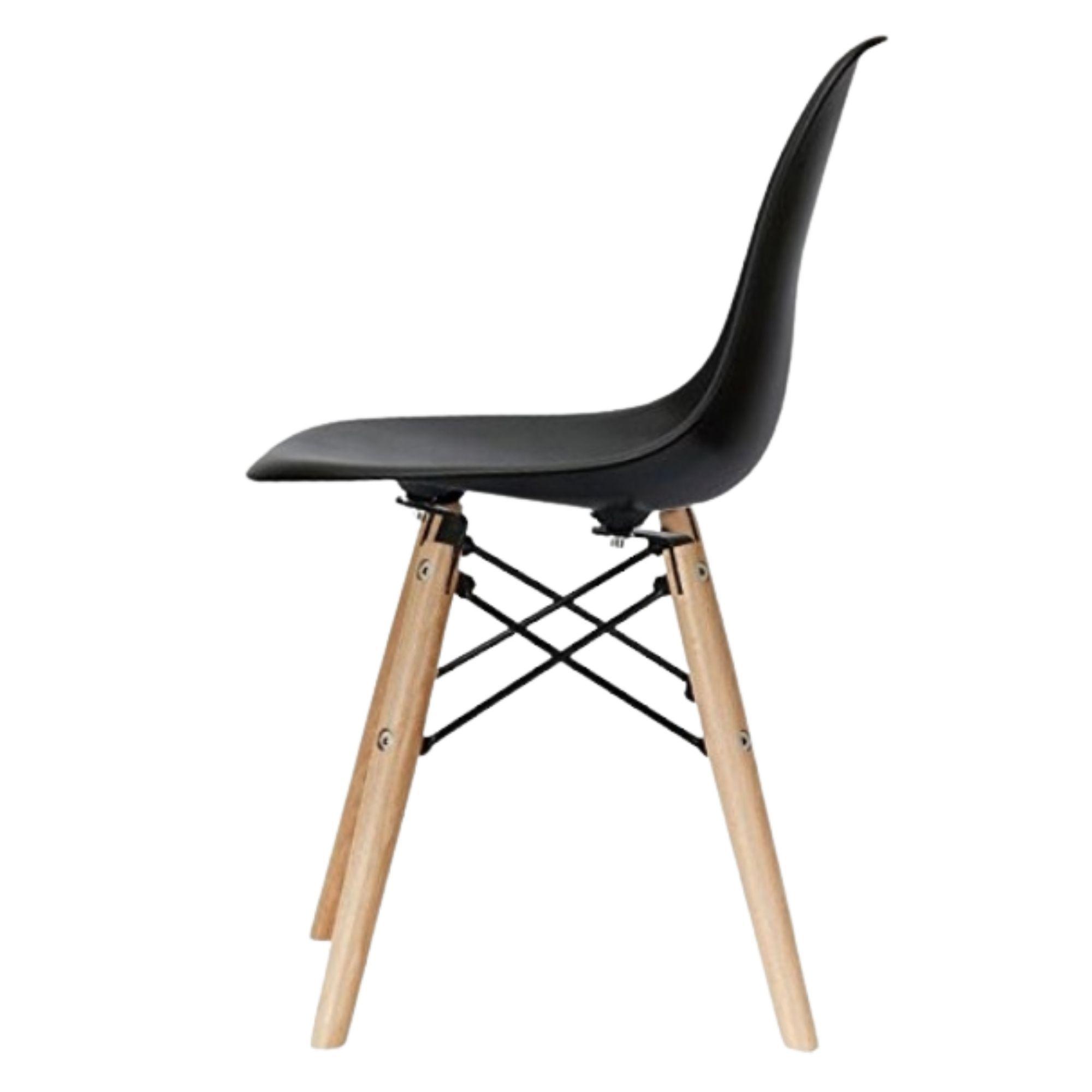 Juego De Comedor eames Redondo 4 sillas Blanco-Negro 80 cm-7