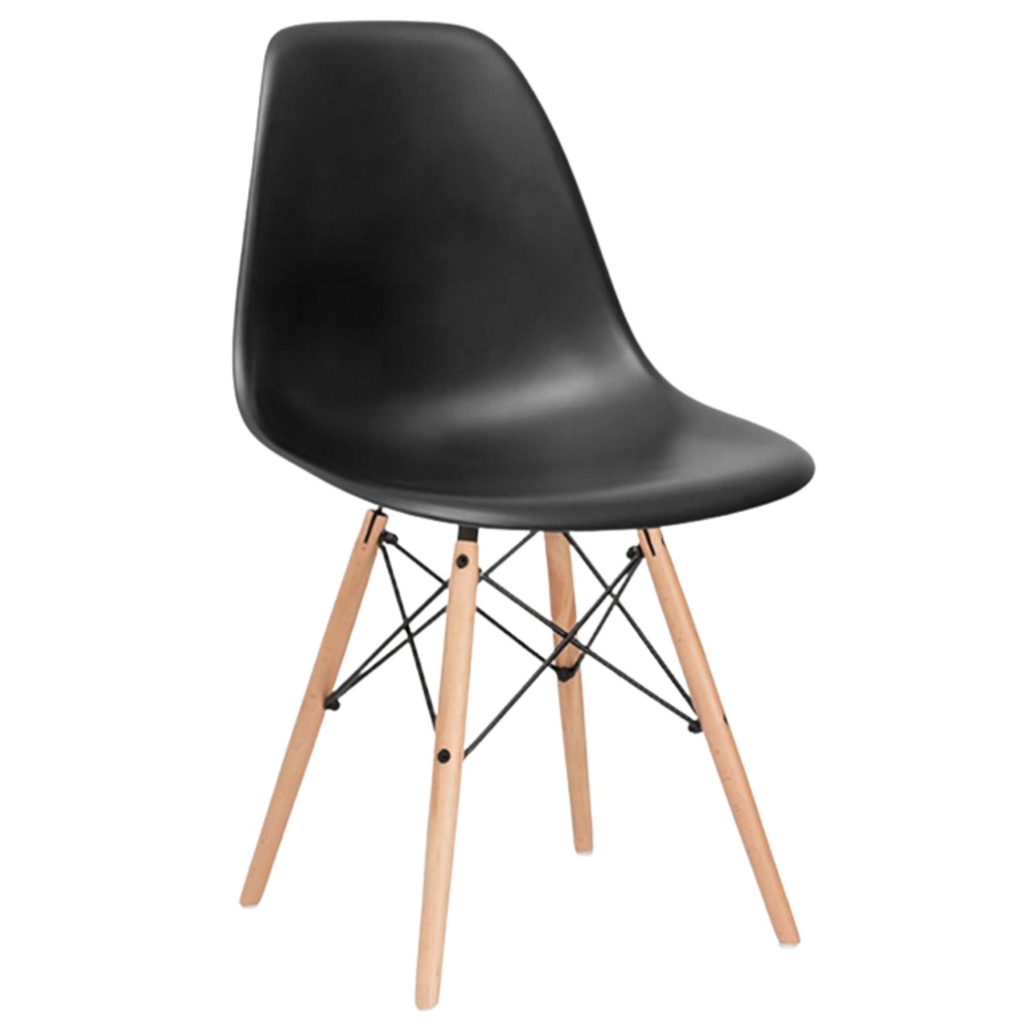 Juego De Comedor eames Redondo 4 sillas Blanco-Negro 80 cm-5