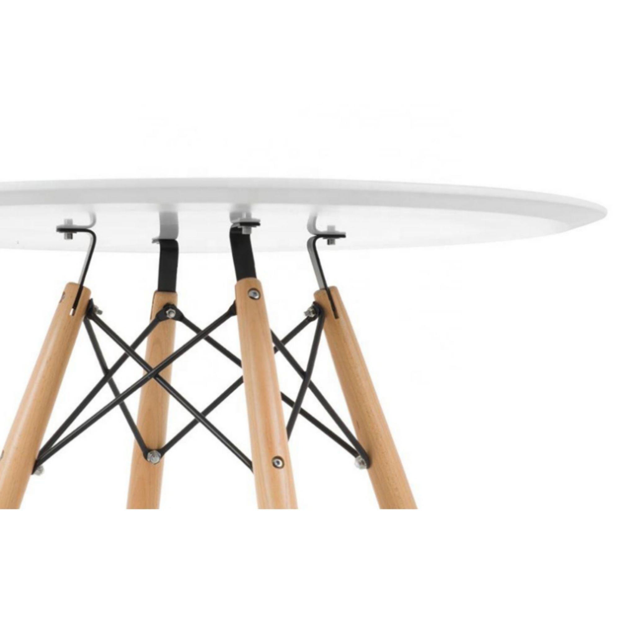 Juego De Comedor eames Redondo 4 sillas Blanco-Negro 80 cm-3