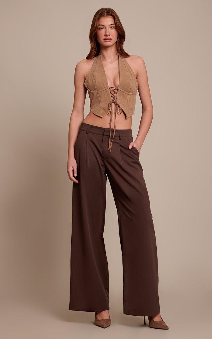 Corset Halter Beige Gamuza-2