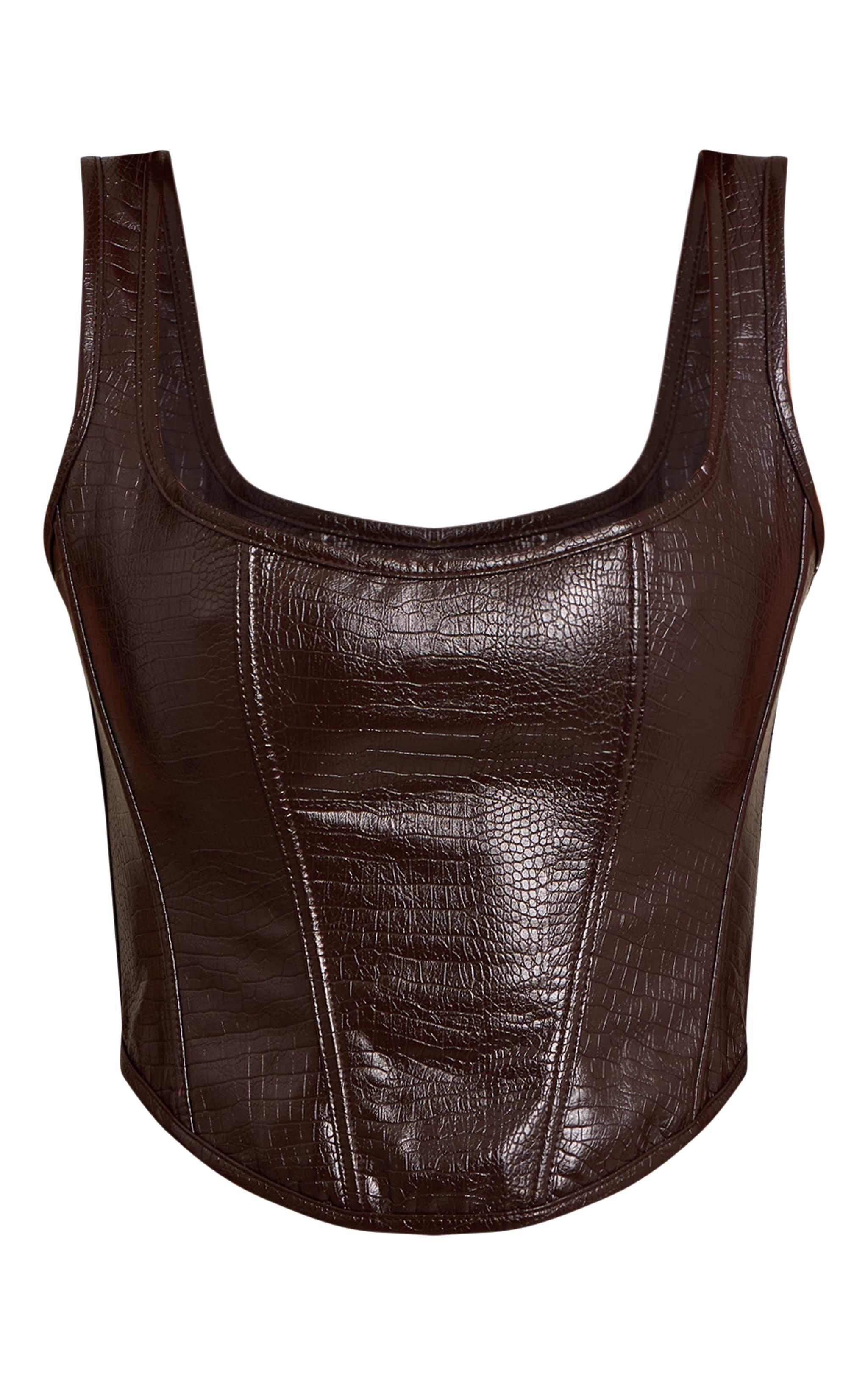 Corset Cuero Sintético Chocolate-4