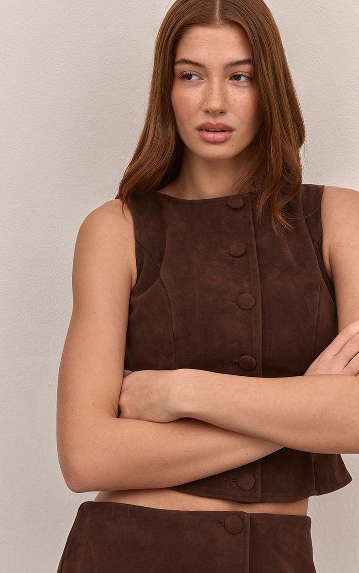 Chaleco Waistcoat Gamuza Café-0