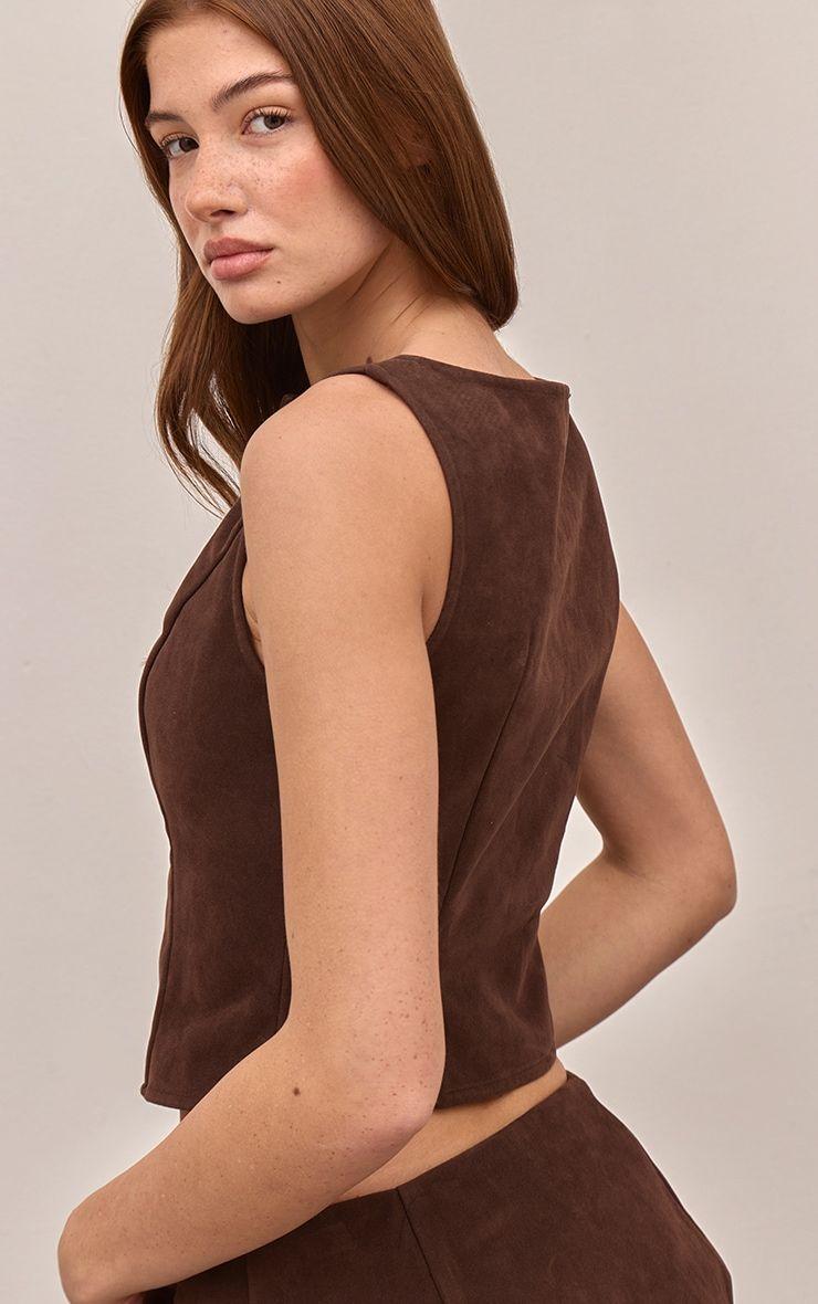 Chaleco Waistcoat Gamuza Café-1