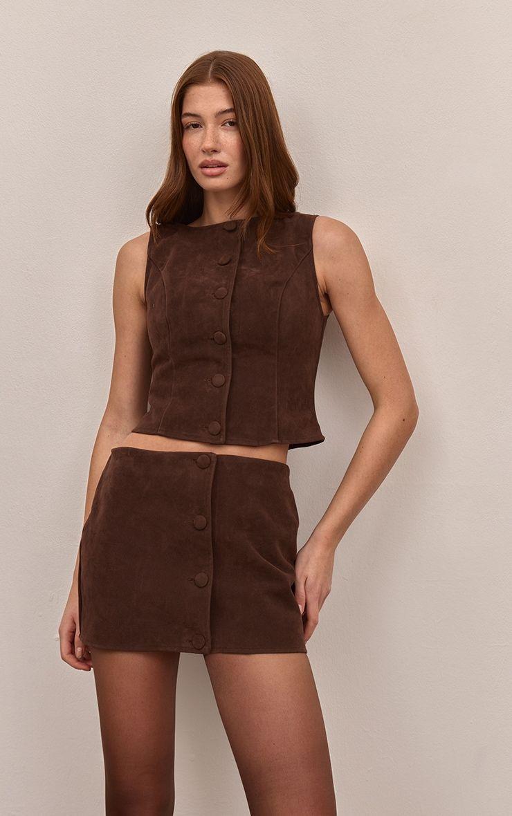 Chaleco Waistcoat Gamuza Café-3