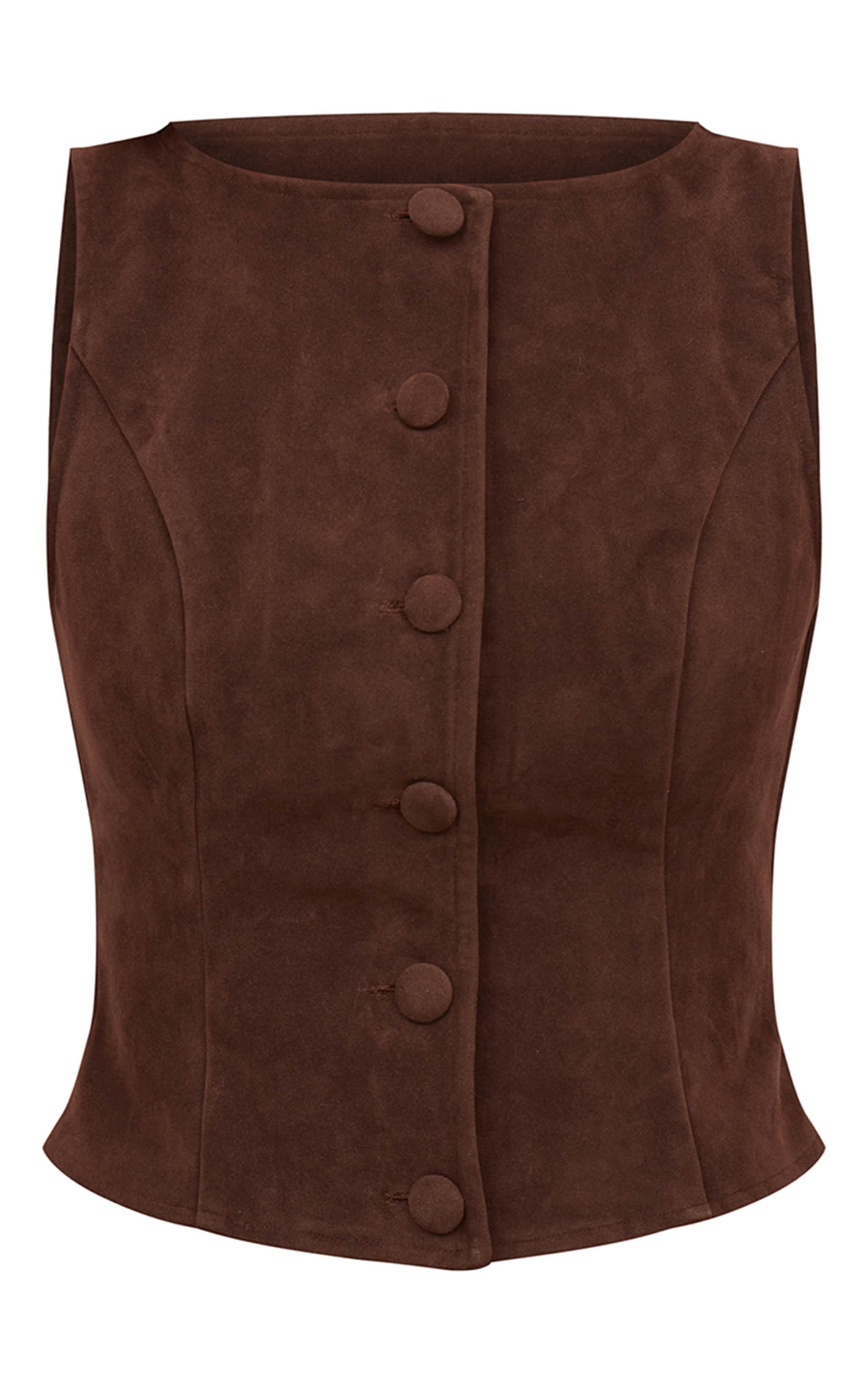 Chaleco Waistcoat Gamuza Café-4