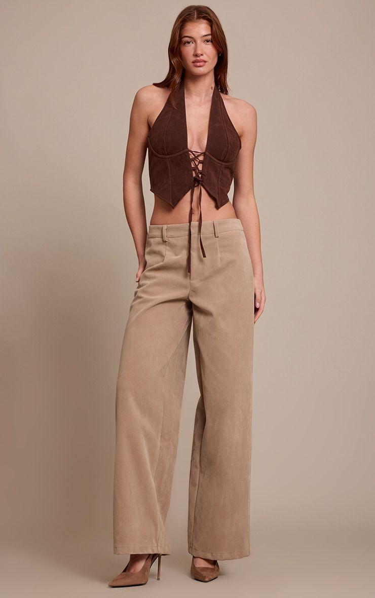 Corset Halter Gamuza Chocolate-2
