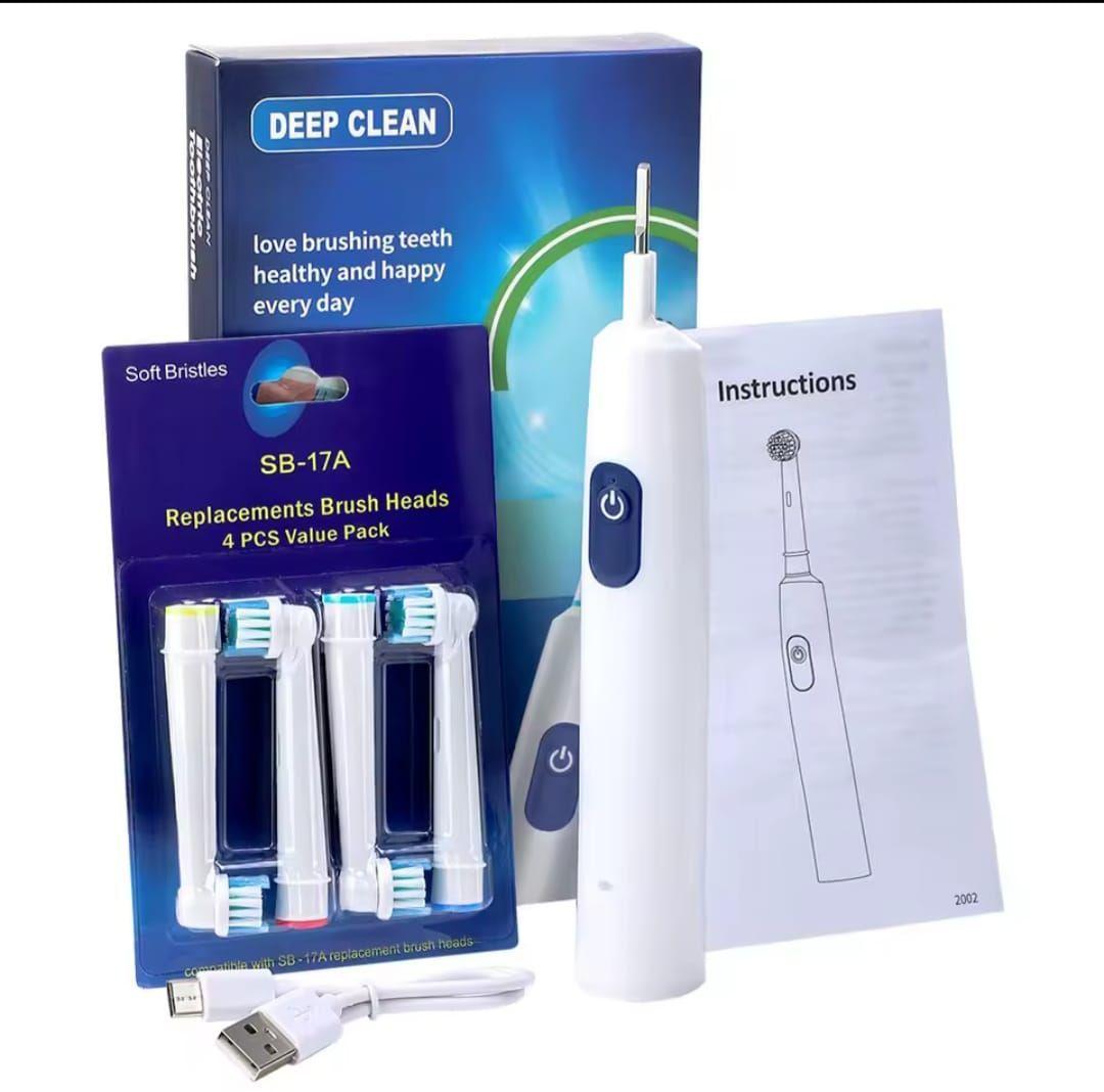 Cepillo Dental Eléctrico Blanco Recargable Con 4 Cabezales-1