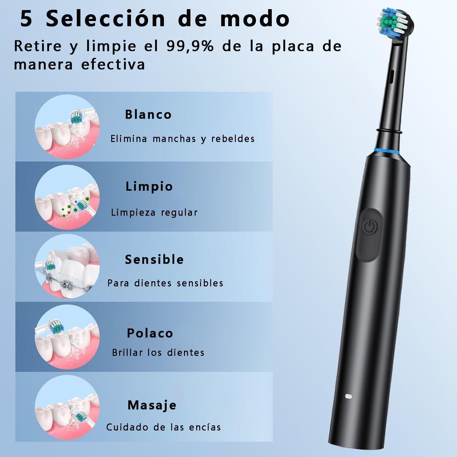 Cepillo Dental Eléctrico Blanco Recargable Con 4 Cabezales-4