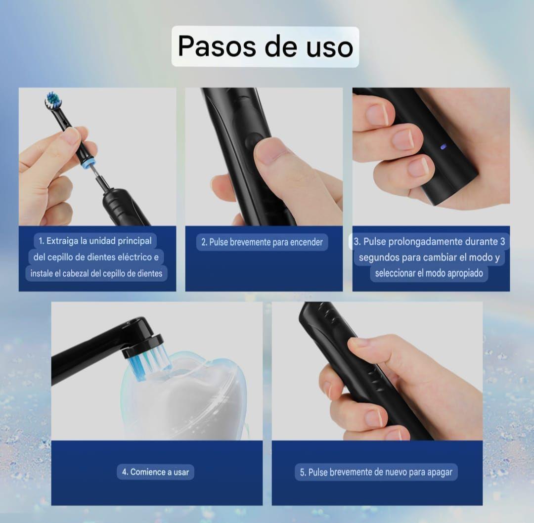 Cepillo De Dientes Eléctrico Recargable Usb Con 4 Cabezales-3