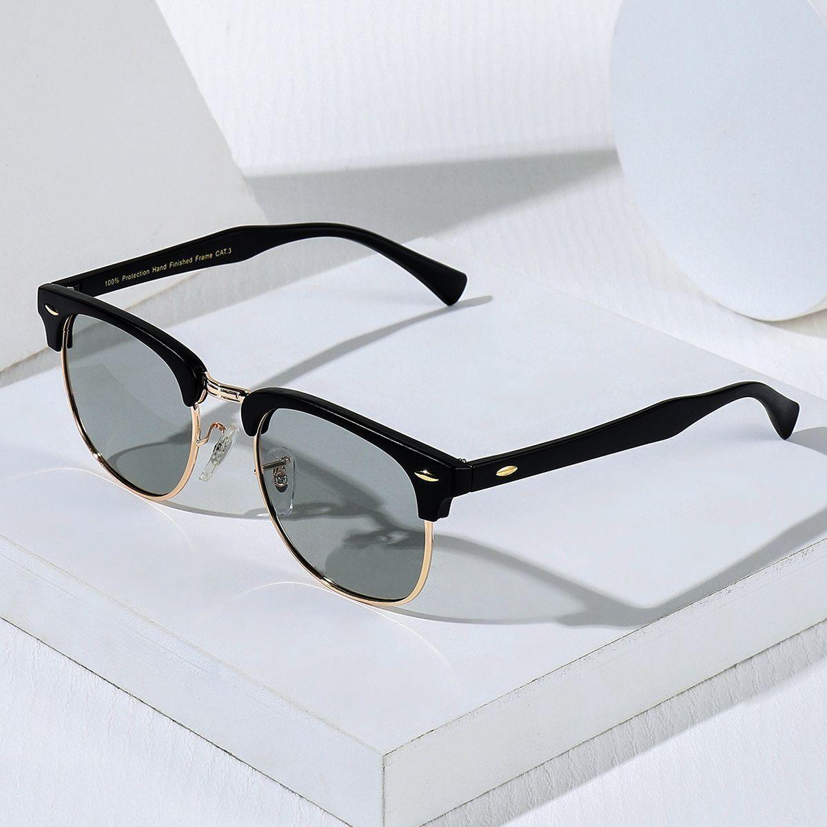 POLASUP Gafas de sol polarizadas retro anti UV con media montura de metal cl sicas y elegantes-2