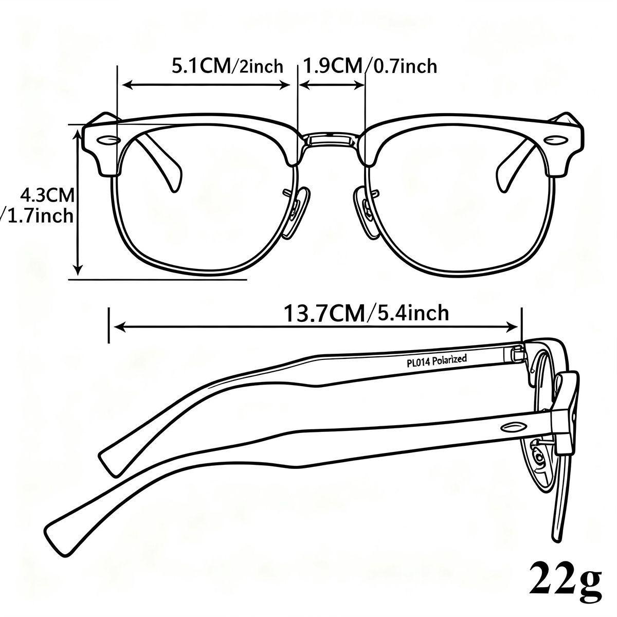 POLASUP Gafas de sol polarizadas retro anti UV con media montura de metal cl sicas y elegantes-4
