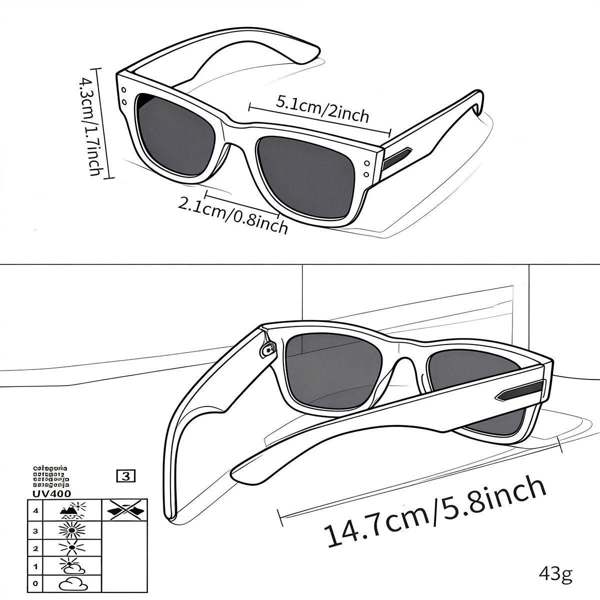POLASUP hombre LENTES MODA UV400 Gafas de sol retro clasico unisex-4