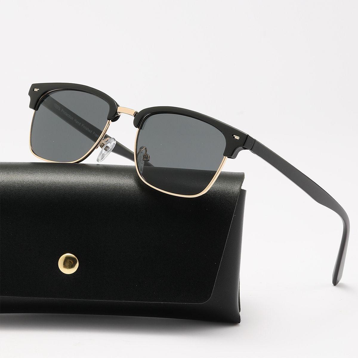 POLASUP LENTES Gafas de sol cl sicas elegantes retro de media montura de metal con protecci n UV400-0