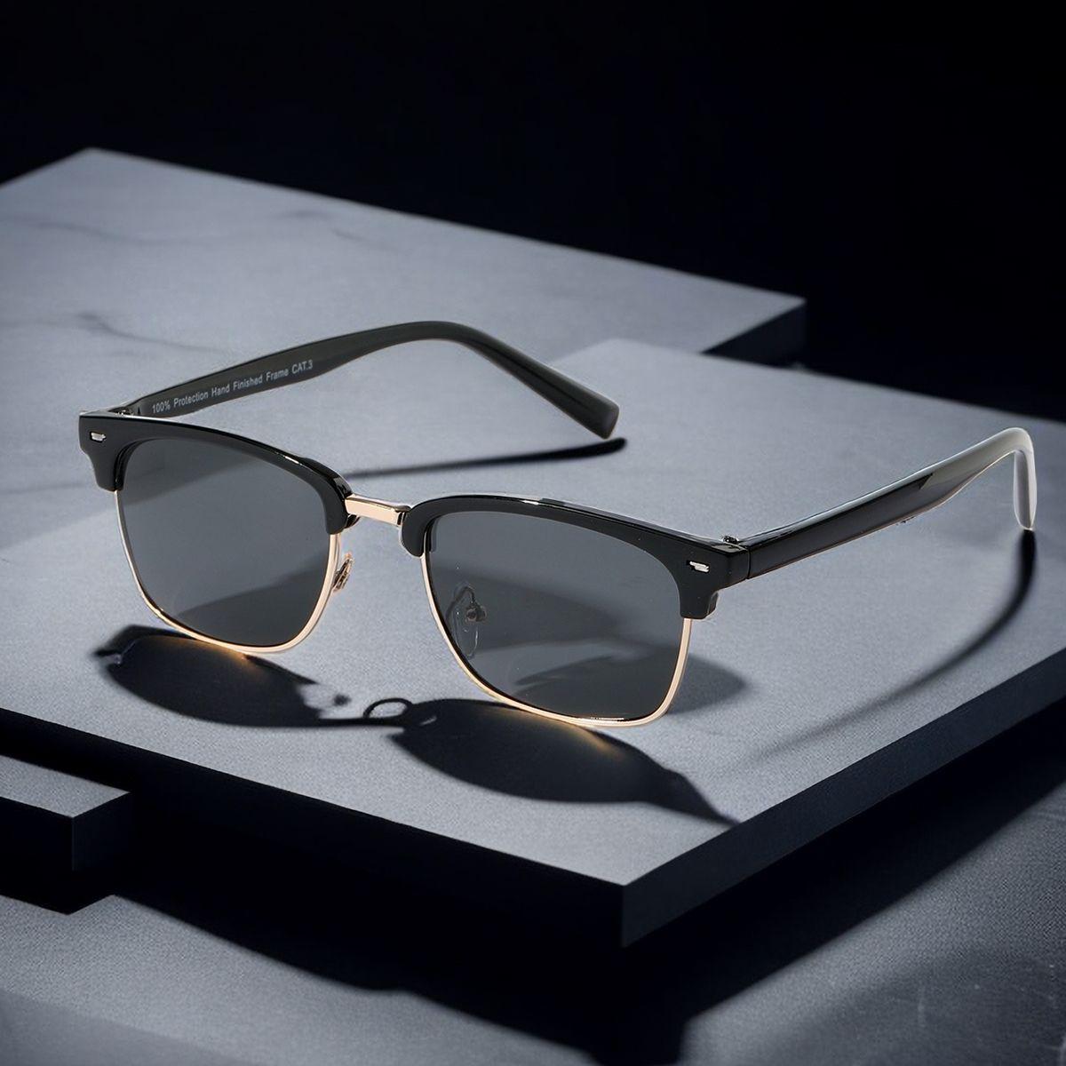 POLASUP LENTES Gafas de sol cl sicas elegantes retro de media montura de metal con protecci n UV400-1