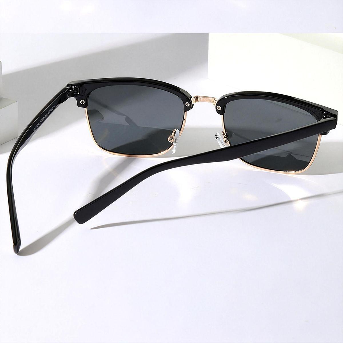 POLASUP LENTES Gafas de sol cl sicas elegantes retro de media montura de metal con protecci n UV400-2