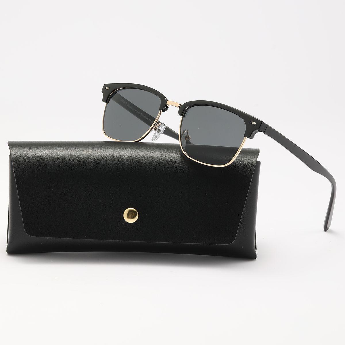 POLASUP LENTES Gafas de sol cl sicas elegantes retro de media montura de metal con protecci n UV400-4