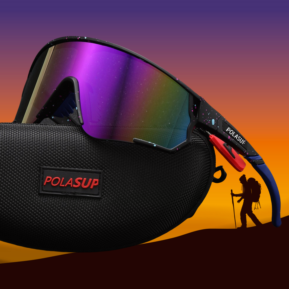 POLASUP Lentes de sol con lentes moradas adecuadas para correr y andar en bicicleta-2