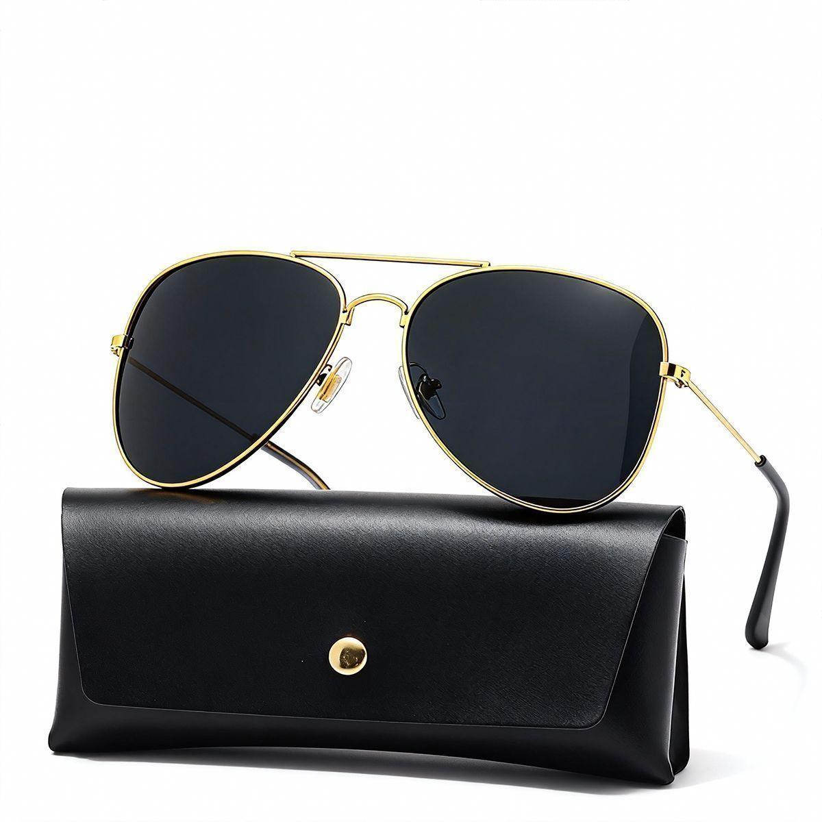 POLASUP Gafas de sol cl sicas retro de motociclista y aviador con estilo chapadas en oro 3026 C4-0