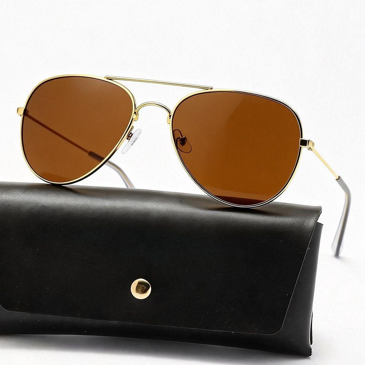 POLASUP Gafas de sol cl sicas retro de motociclista y aviador con estilo chapadas en oro 3026 C4-0