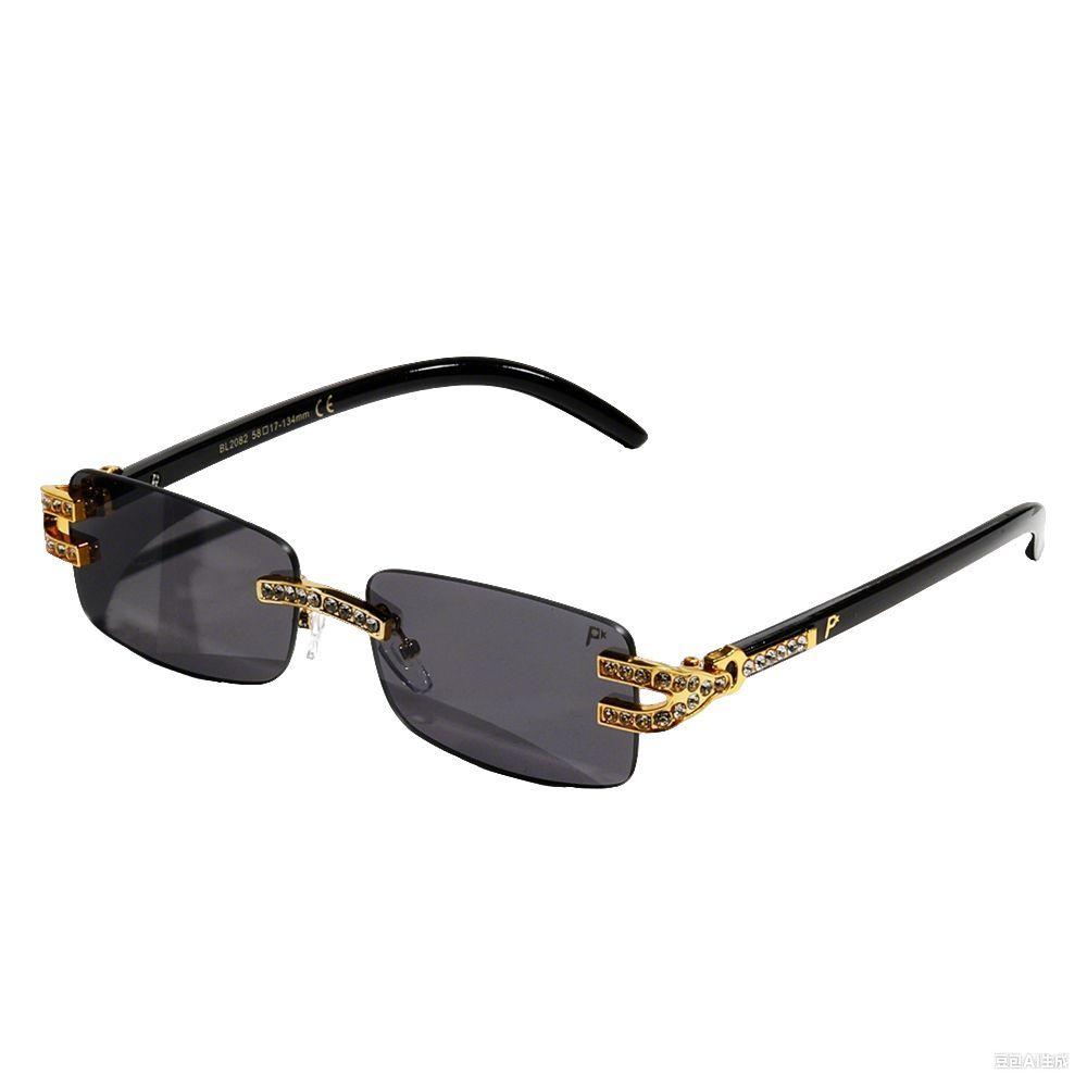 Polasup lentes Gafas de sol rectangulares vintage sin montura para mujer y hombre UV400-3