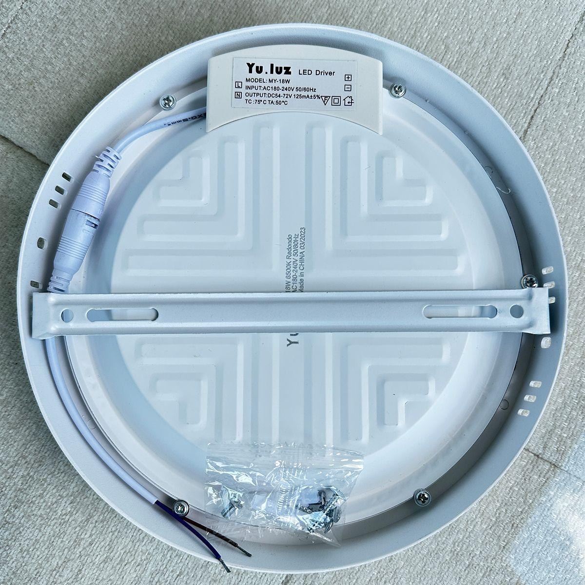 5 Pcs Panel Led Redondo 18w Sobrepuesto Luz Neutra 6500k Apartamento Hotel Villa Escuela-8