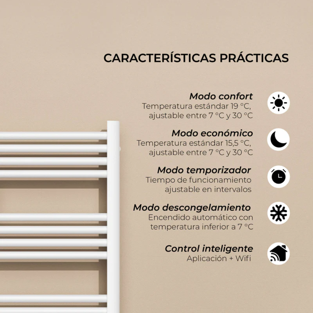 Calefactor Secador de Toallas WIFI Programable 500W Mural 88x54 cm Viglio Blanco-1