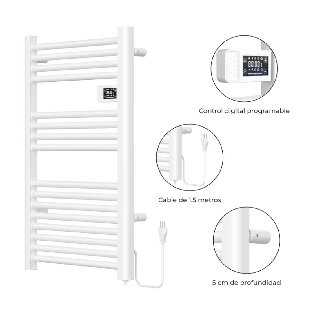 Calefactor Secador de Toallas WIFI Programable 500W Mural 88x54 cm Viglio Blanco-4