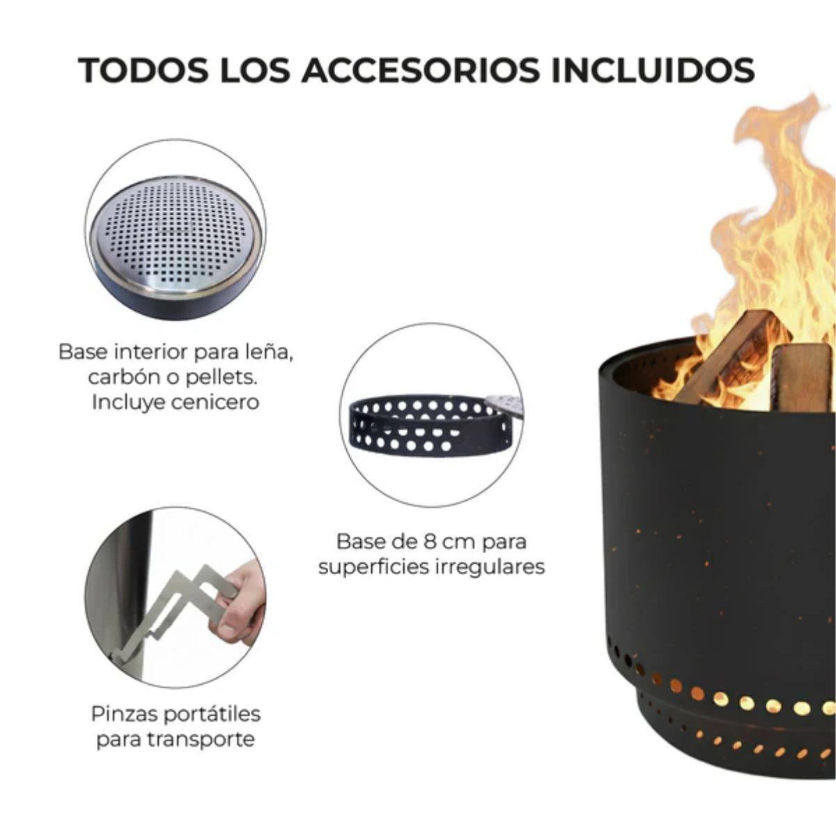 Fogón Brasero sin Humo Brann – Acero Inoxidable 304 + Accesorios / 38 cm-6