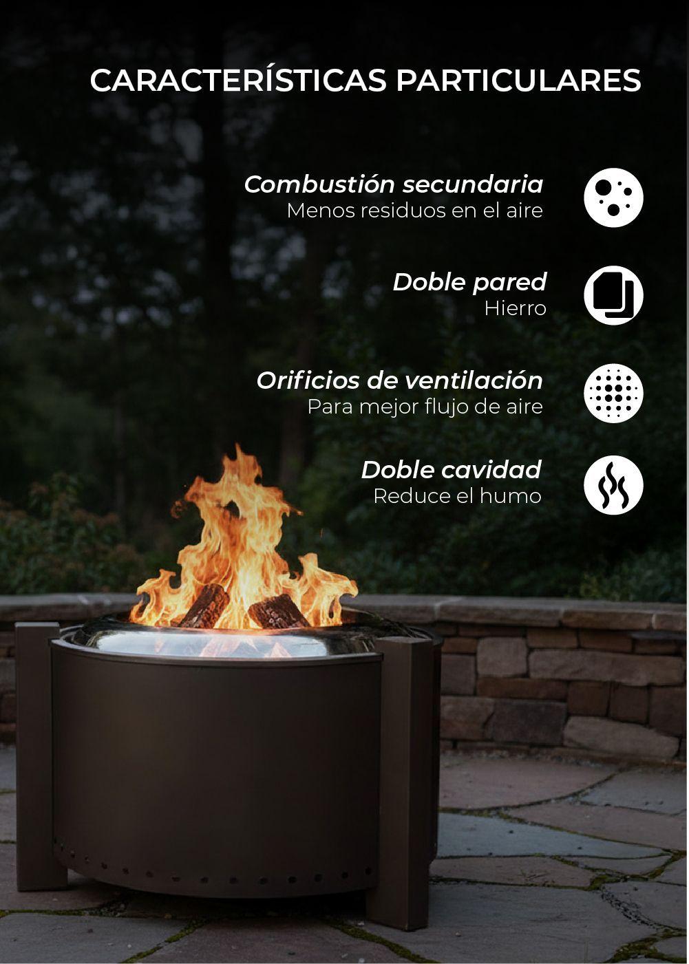 Fogon Brasero Terraza Sin Humo Xl Verken 72 Cm-3