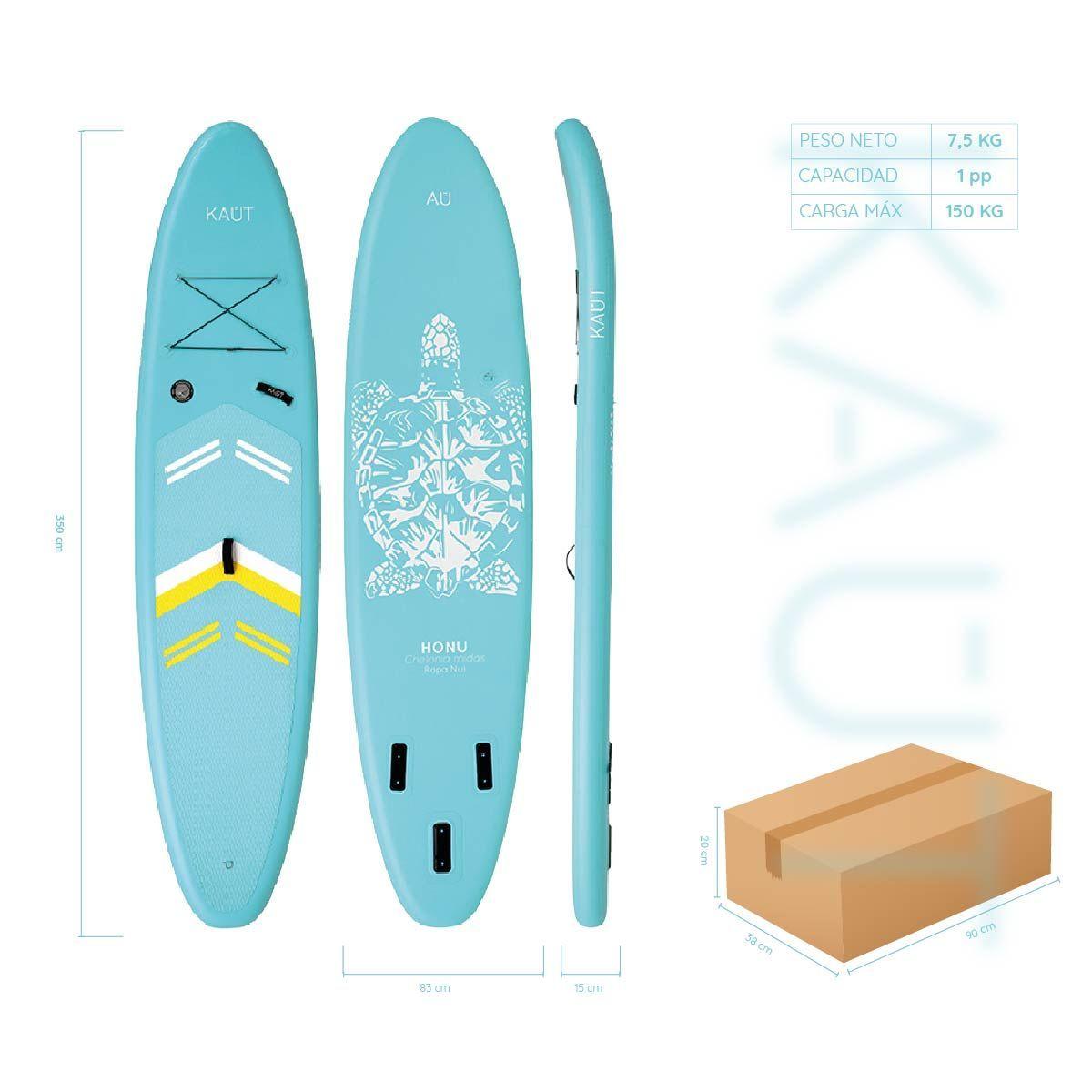 Stand Up Paddle Inflable SUP 11´ 6 - Kaut Triple Quilla Capa Reforzada-4