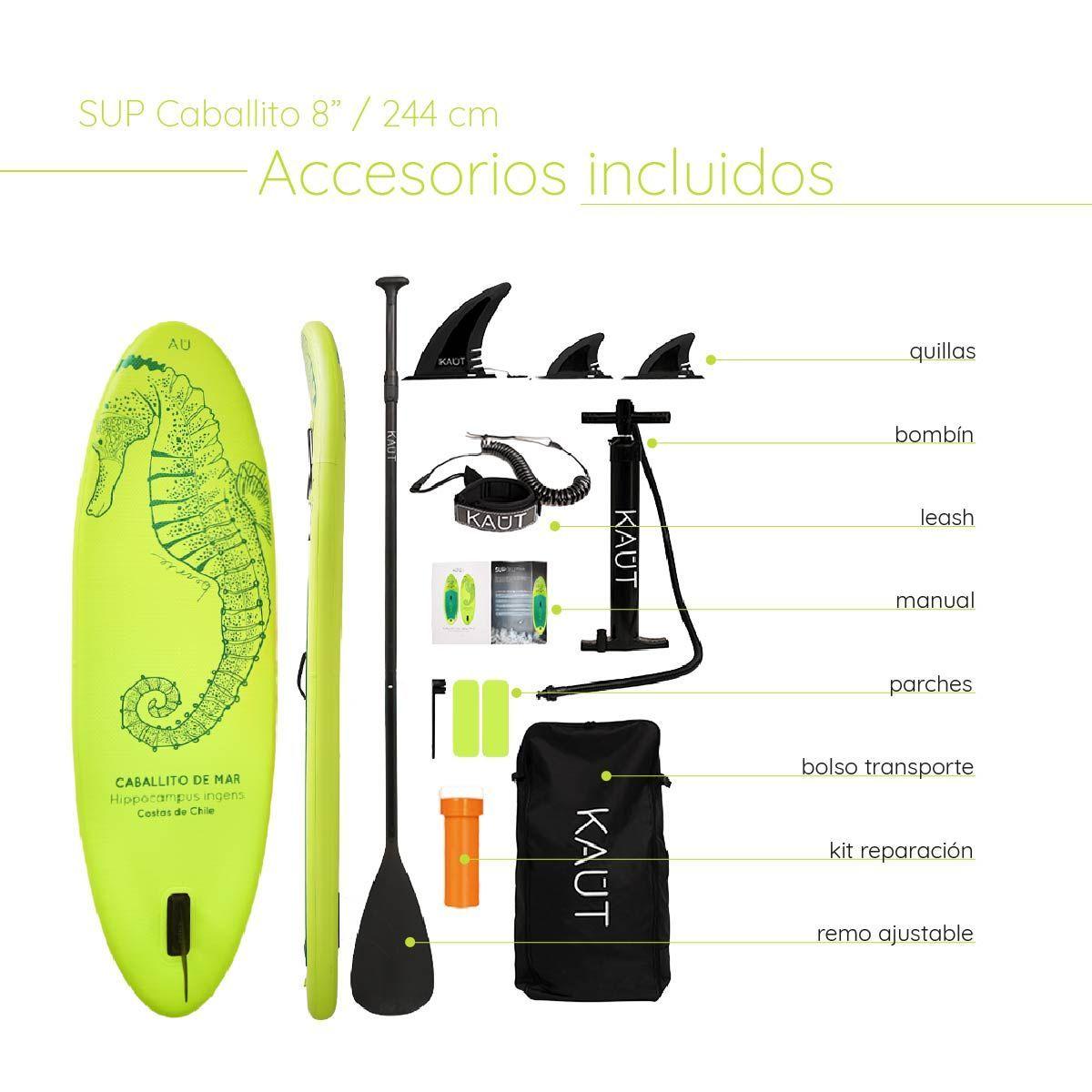 Stand Up Paddle sup Kaut Inflable Capa Reforzada Kids 8 Verde Lima-3