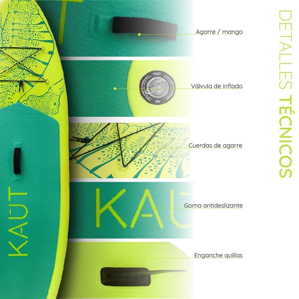 Stand Up Paddle SUP Kaut Inflable Capa Reforzada Kids 8´ Verde Lima-2