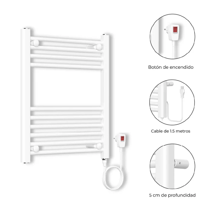 Secador de Toallas Electrico para Bano 200W Mural 60x50 cm Lipari Blanco-1