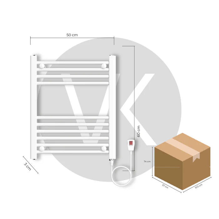Secador de Toallas Electrico para Bano 200W Mural 60x50 cm Lipari Blanco-4