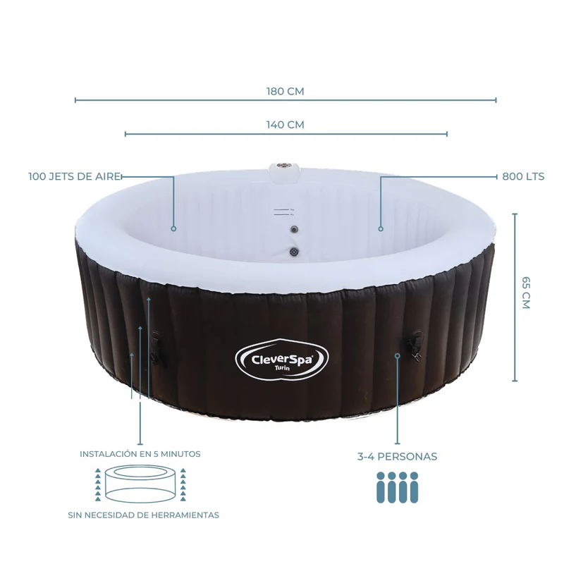 Jacuzzi / Hot Tub Inflable Tromso 4 personas Negro - Clever by Verken-1