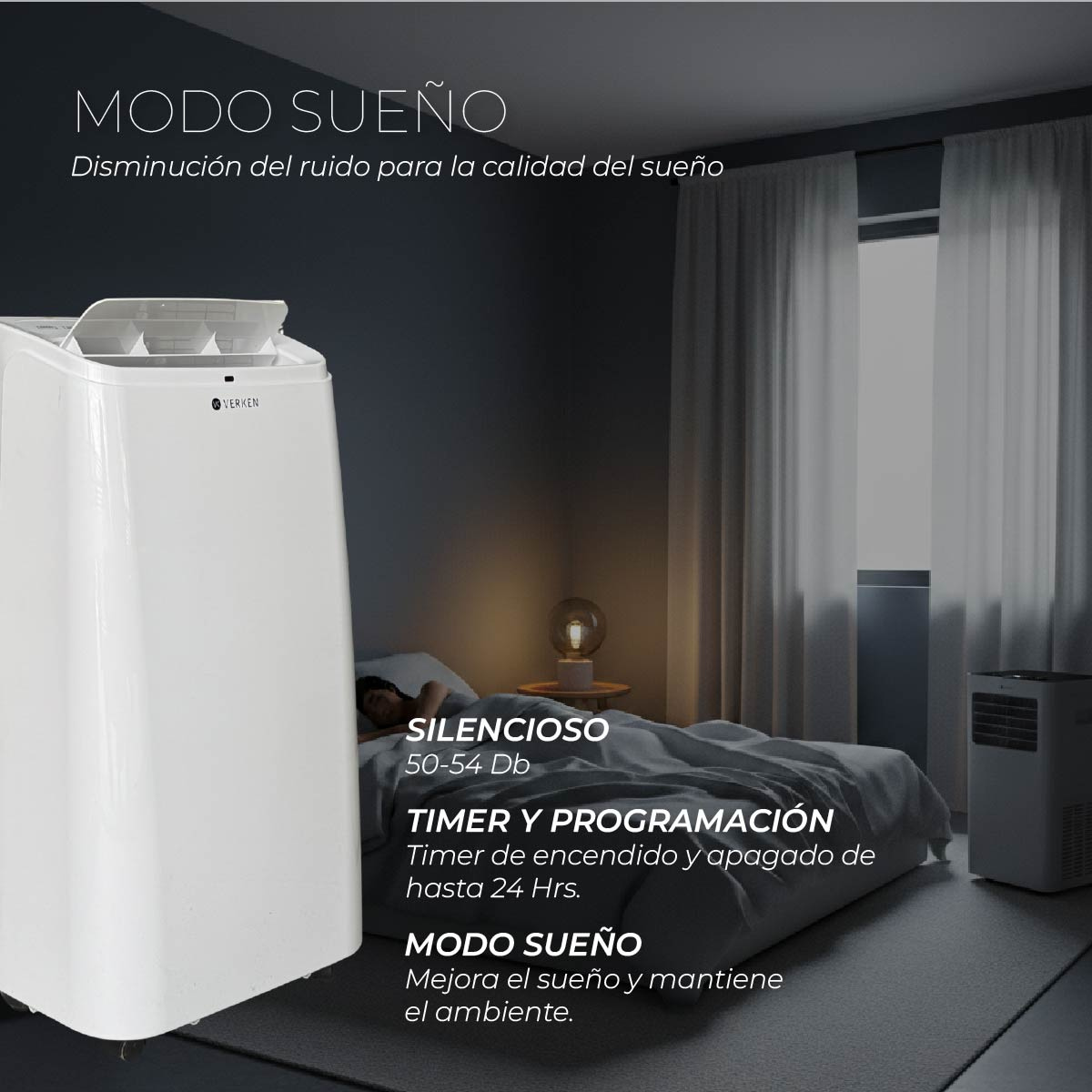 Aire Acondicionado Portatil Calefactor 4 en 1 - 12.000 BTU Frio / Calor Wifi Chamonix Verken-2