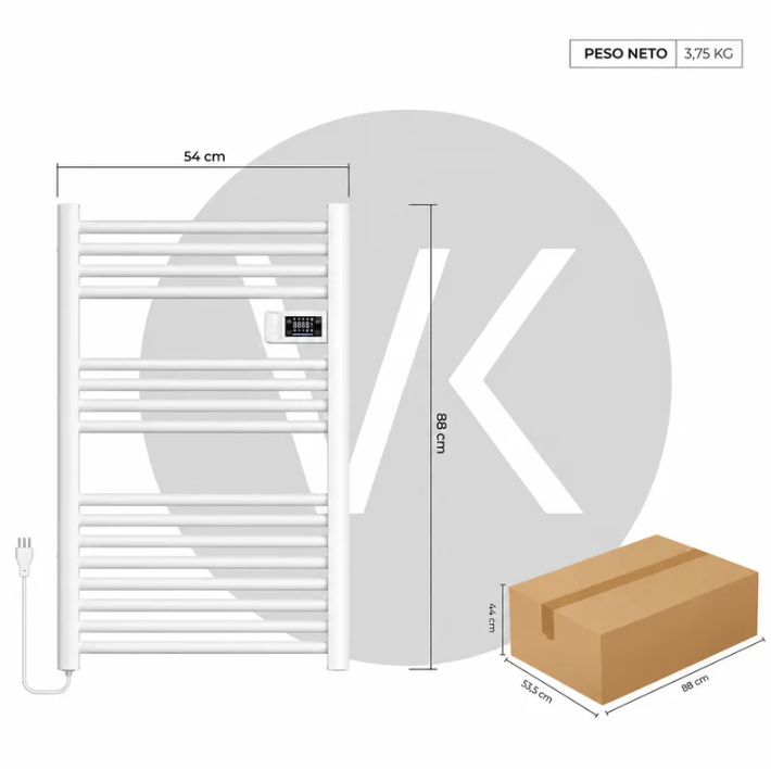Calefactor Secador de Toallas WIFI Programable 500W Mural 88x54 cm Viglio Blanco Cable Izquierdo-2
