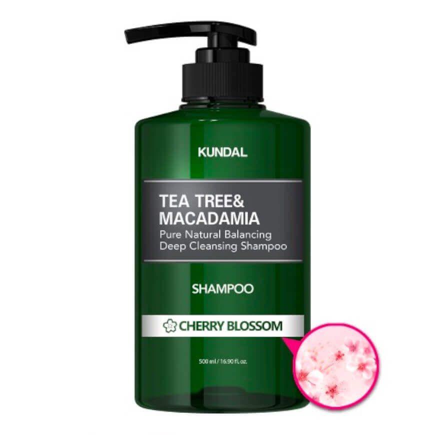Shampoo coreano con extracto de árbol de té y macadamia de limpieza profunda - KUNDAL-0