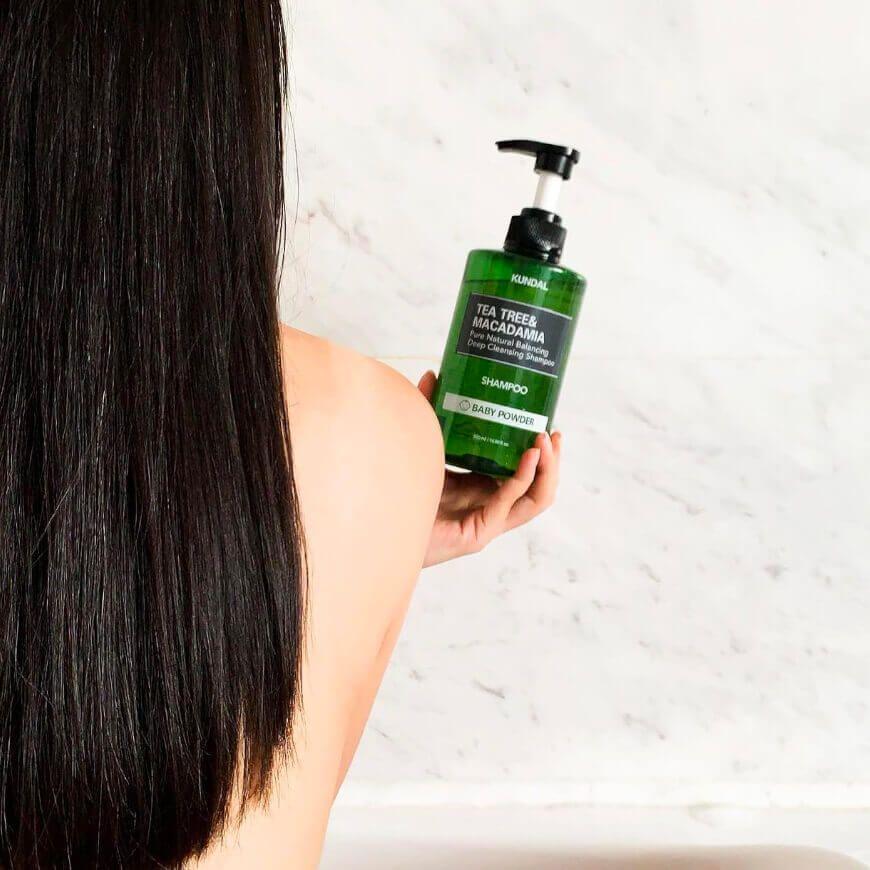 Shampoo coreano con extracto de árbol de té y macadamia de limpieza profunda - KUNDAL-1