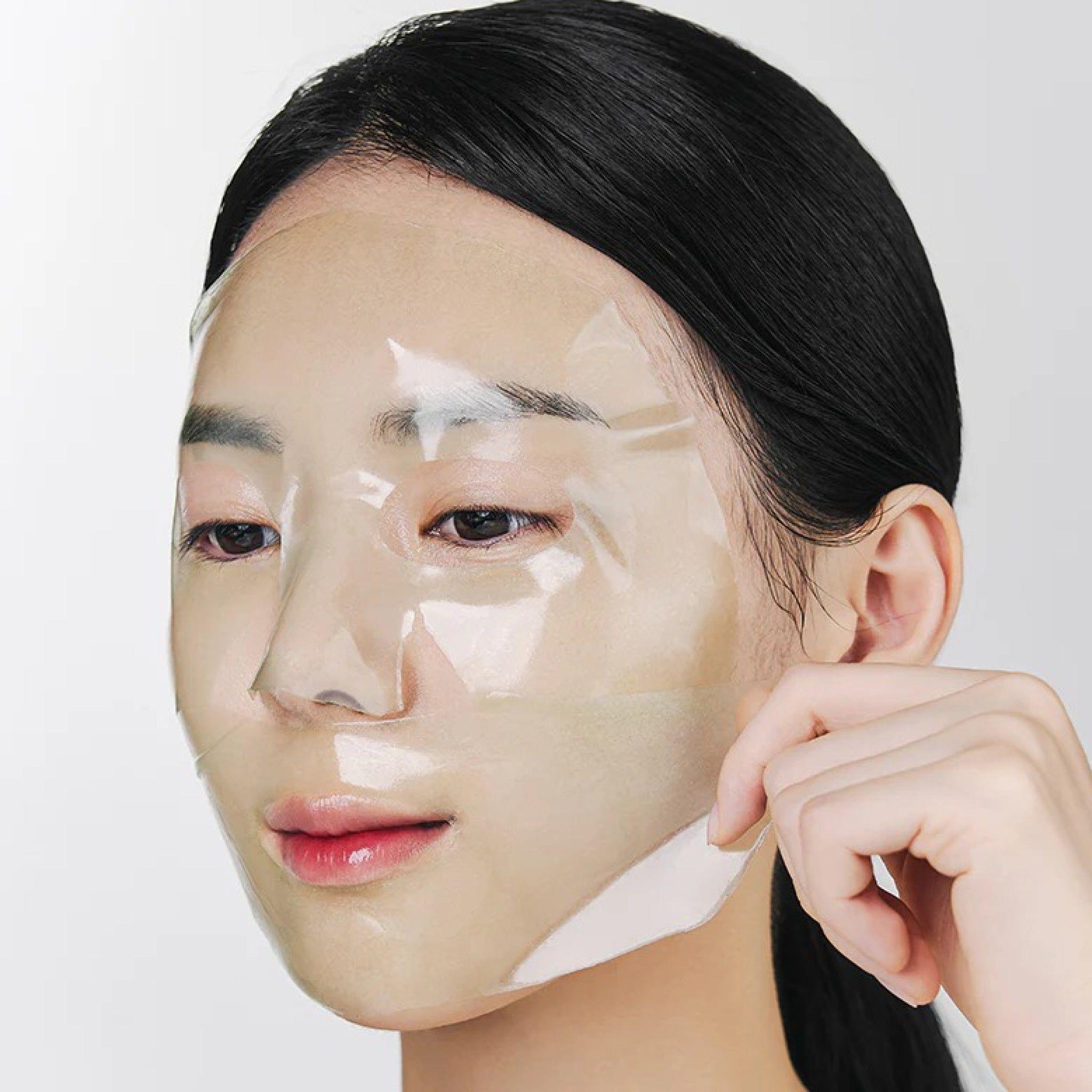 Mascarilla facial coreana reafirmante y calmante con té verde y colágeno-2