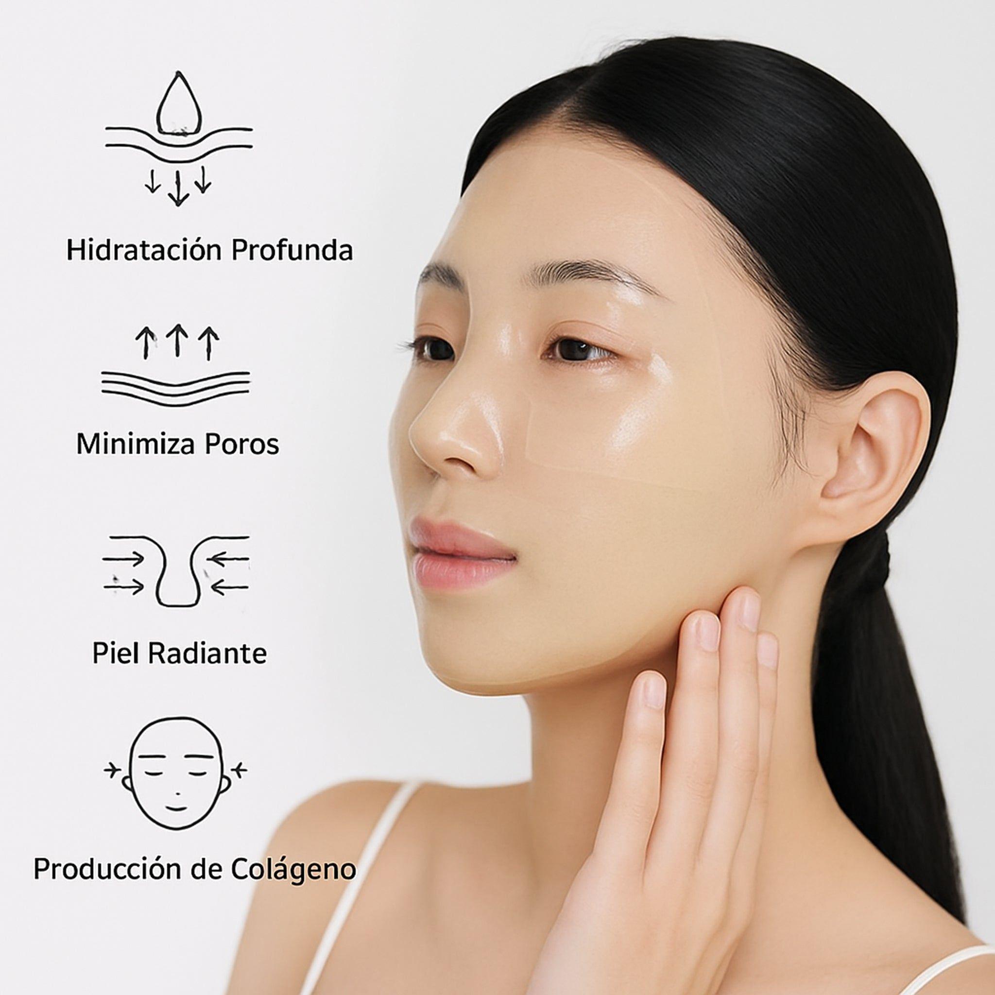 Mascarilla facial coreana reafirmante y calmante con té verde y colágeno-4