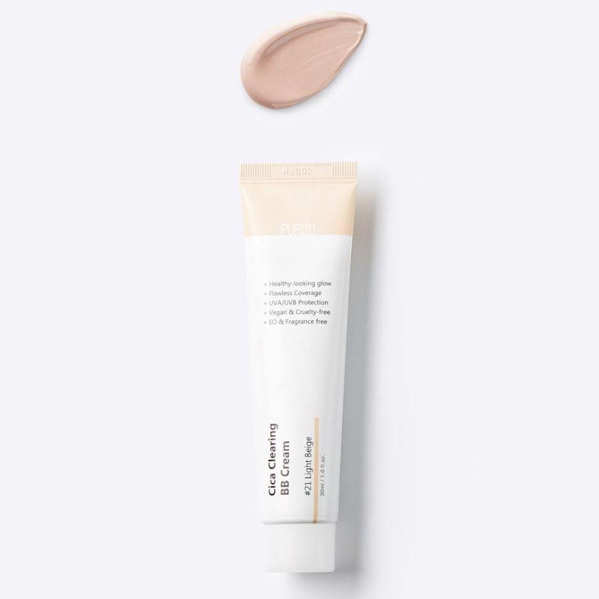 Crema base coreana de maquillaje ligera - PURITO CICA Clearing BB Cream #21 Light Beige-0