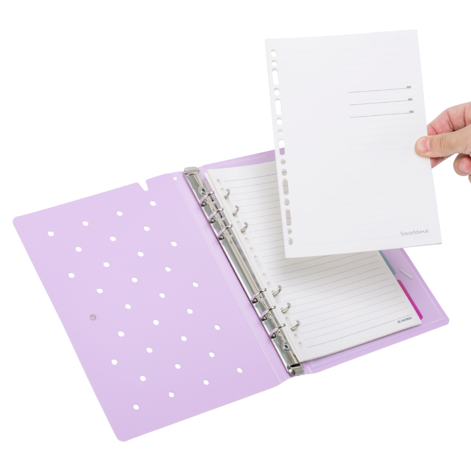 Agenda A5 Morada Tapa Pin  6 Anillos -3